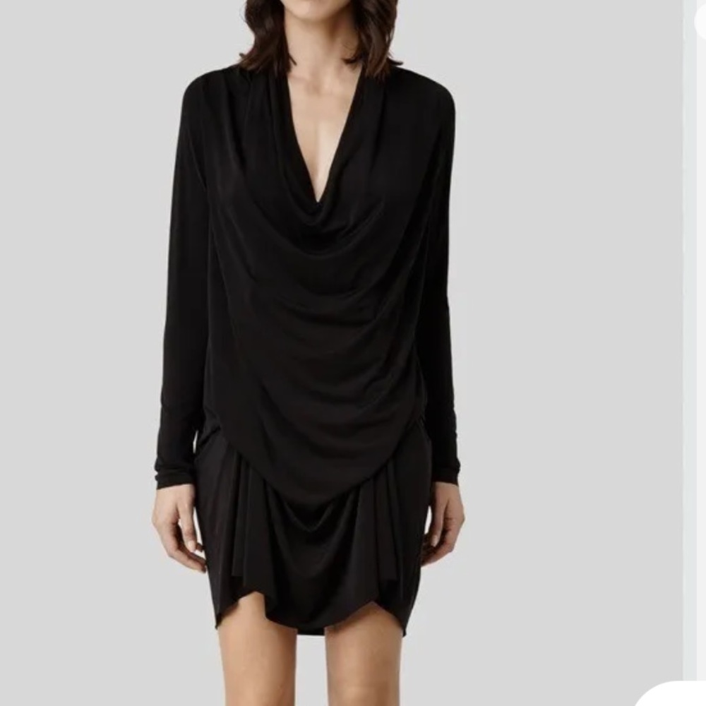 All Saints Amei Long Sleeve Cowl neck dress